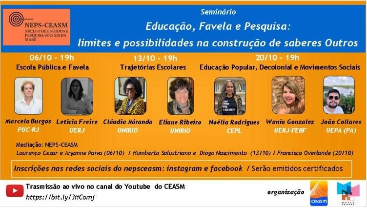 Inscrições abertas para o seminário “Educação, Favela e Pesquisa”