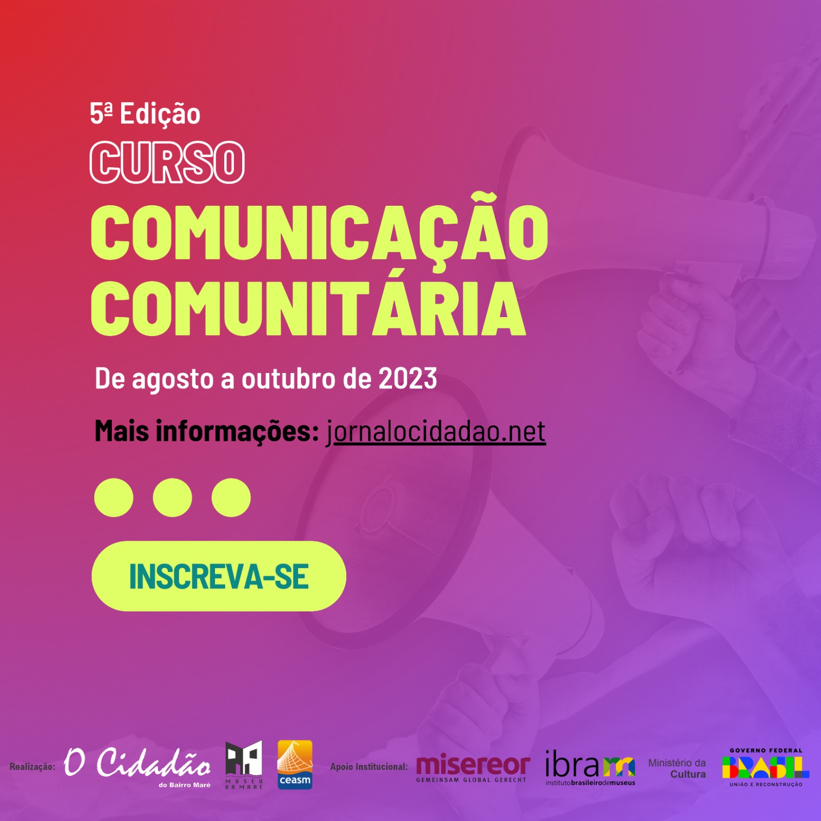 Inscrições abertas para o Curso de Comunicação Comunitária do Jornal O Cidadão